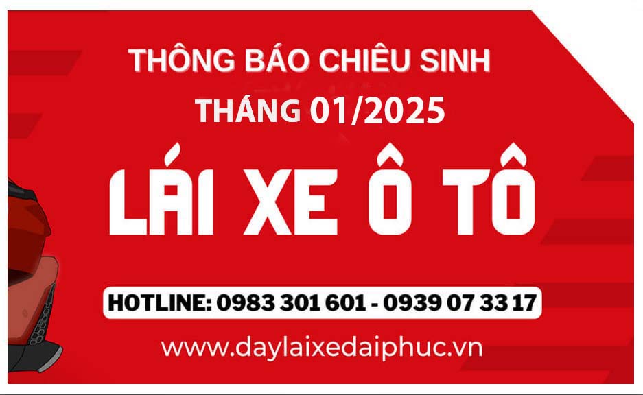 Thông báo chiêu sinh lái xe ô tô tháng 01/2025